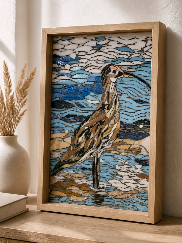 Handcrafted Stained Glass Mosaic Curlew